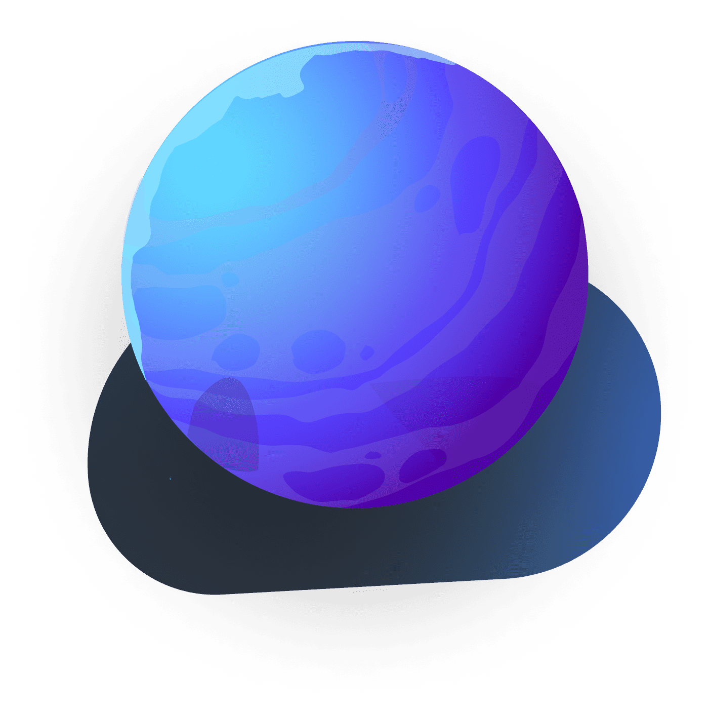 a fantasy globe of bright blue, pink and purple shades